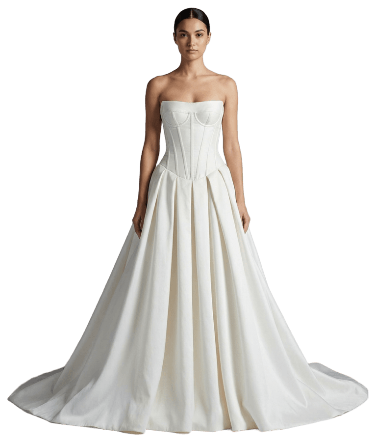 Ivory silk column gown