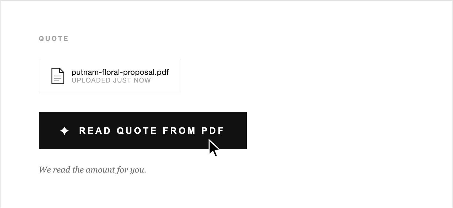 Read quote from PDF — UNSTAGED reads the amount for you